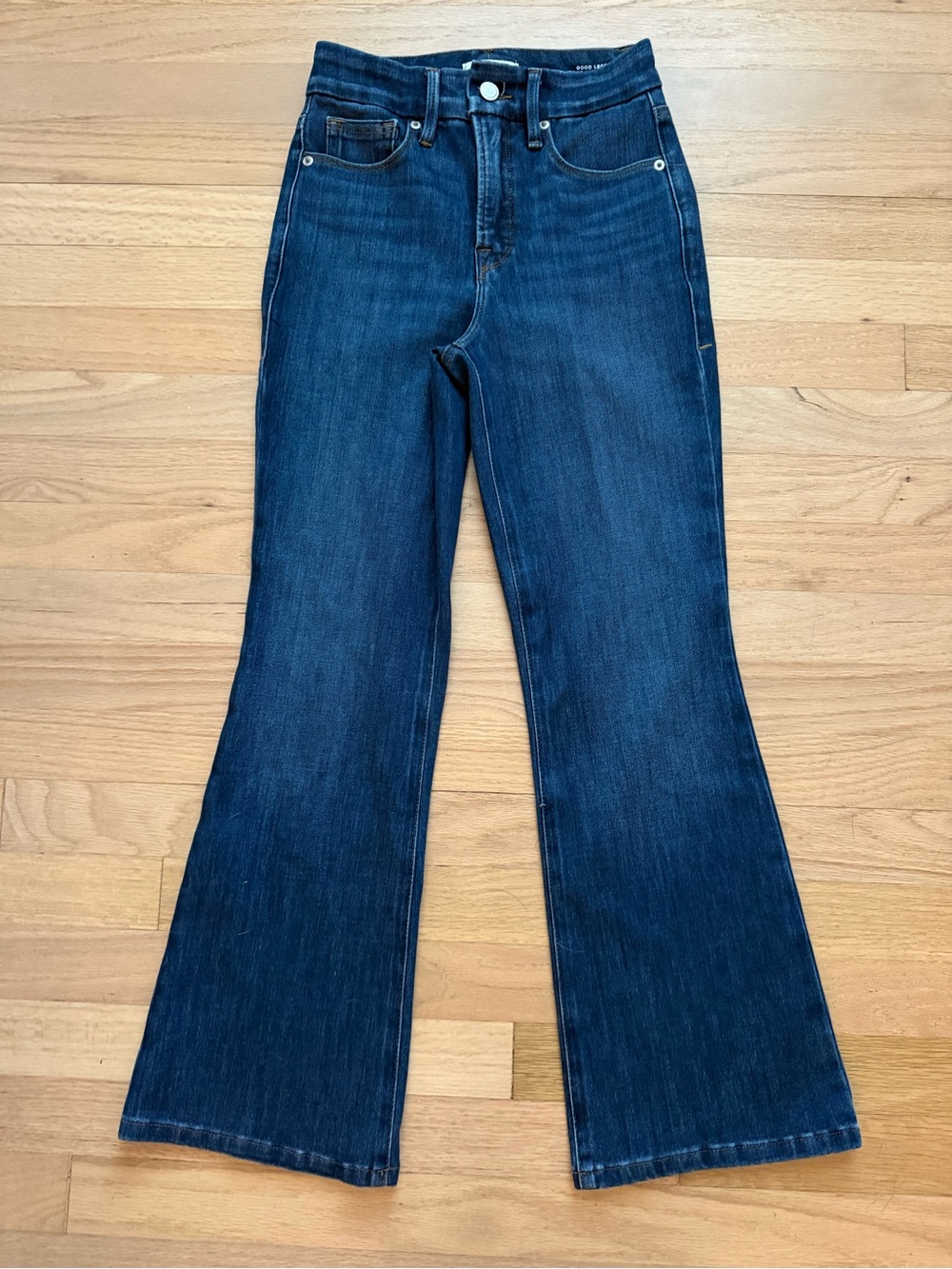 Good American Size 0 / 25 Midrise Cropped Bootcut Dark Wash Jeans
